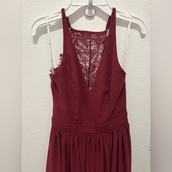 Lulus Dress Burgundy Love Spell Lace Back Maxi Dress Size XS - Picture 2 of 13